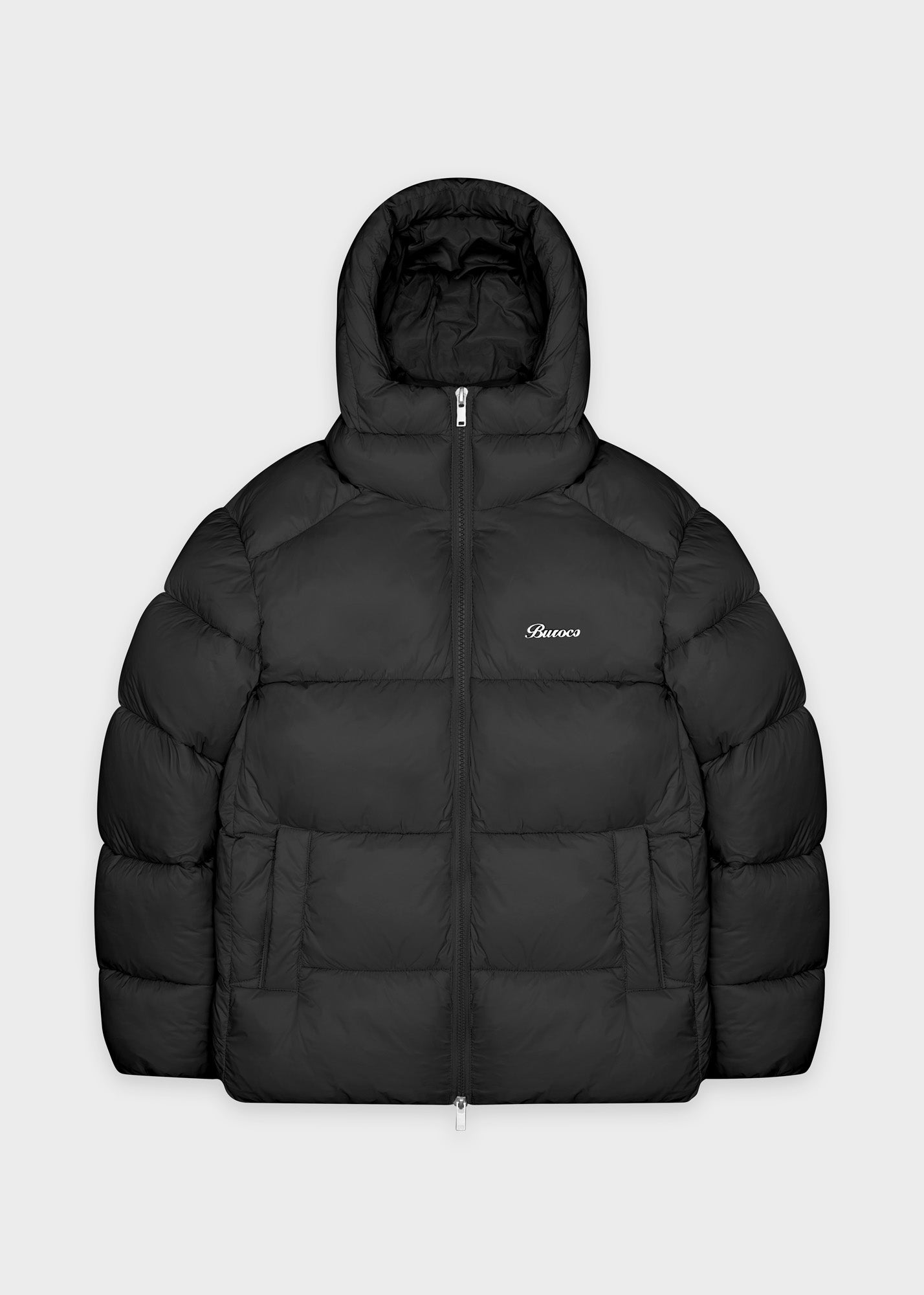 Black puffer shops jacket glossy