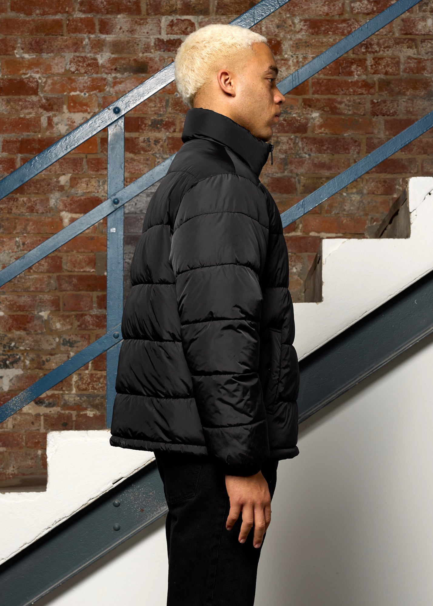 Ateso - Stand Collar Plain Oversized Zip Puffer Jacket | YesStyle